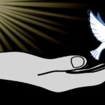 heavenly dove representing Jesus revealed by the hand of God